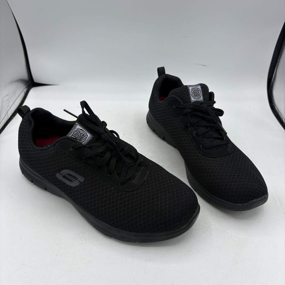Skechers Work Shoes Womens Size 10 W Wide Ghenter Bronaugh Black Slip‎ Resistant